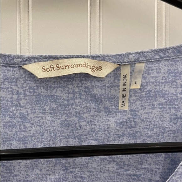 NEW CONDITION Soft Surrounds Blue Cotton Shell Seeker Embroidered Tunic Sz L - Picture 5 of 11